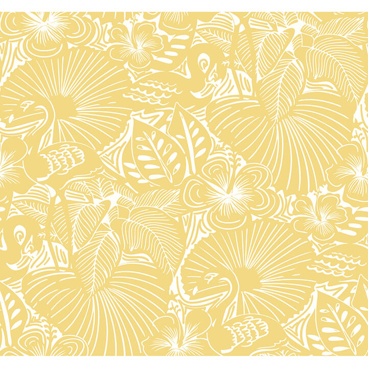 idalia-yellow-floral-flamingo-wallpaper-york-wallcoverings-4135-72715 - York Wallcoverings Wallpaper