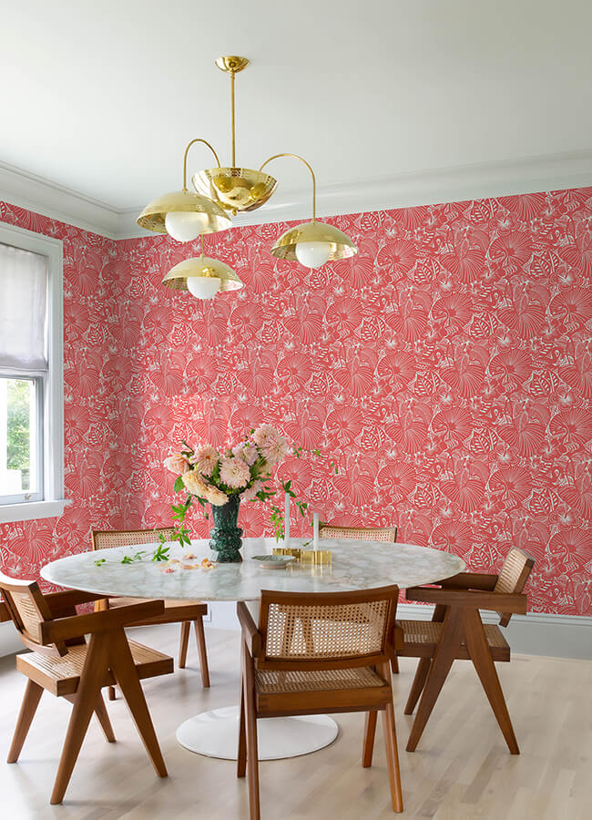 idalia-coral-floral-flamingo-wallpaper-york-wallcoverings-4135-72717 - York Wallcoverings Wallpaper