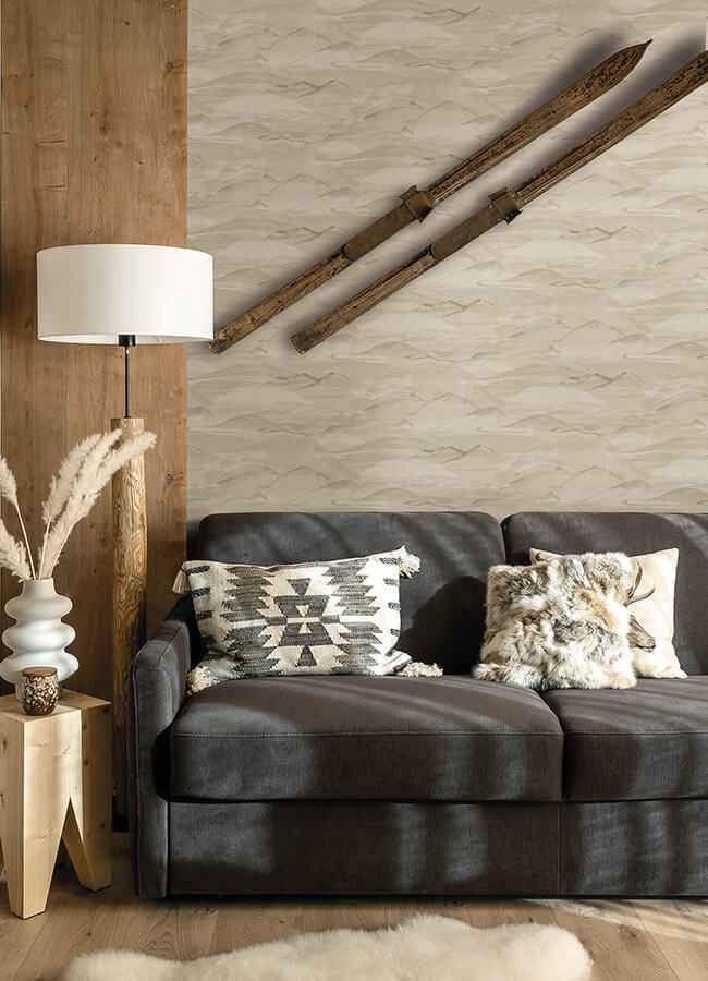 Bozeman Mountains Bone Wallpaper - York Wallcoverings - 4142-72627 - York Wallcoverings Wallpaper