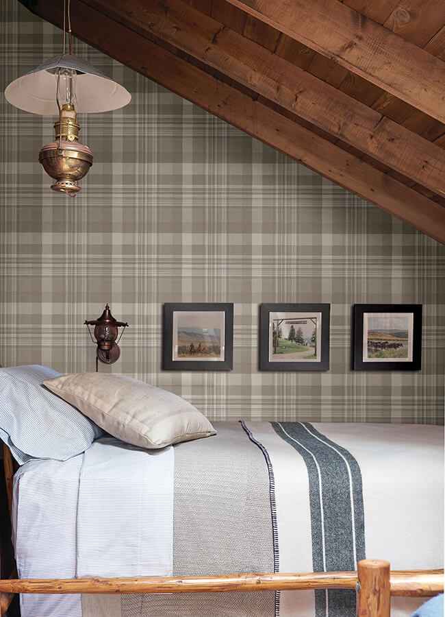 Dutton Plaid Light Brown Wallpaper - York Wallcoverings - 4142-72633 - York Wallcoverings Wallpaper