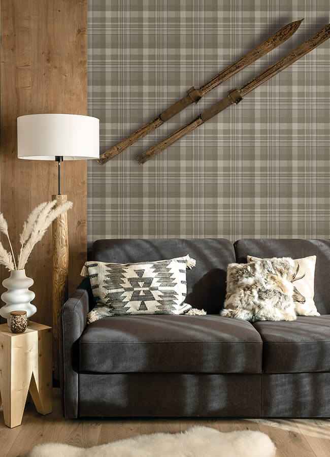Dutton Plaid Light Brown Wallpaper - York Wallcoverings - 4142-72633 - York Wallcoverings Wallpaper