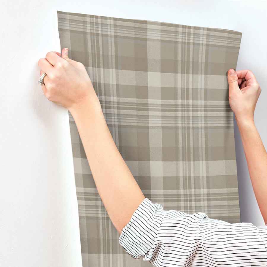 Dutton Plaid Light Brown Wallpaper - York Wallcoverings - 4142-72633 - York Wallcoverings Wallpaper