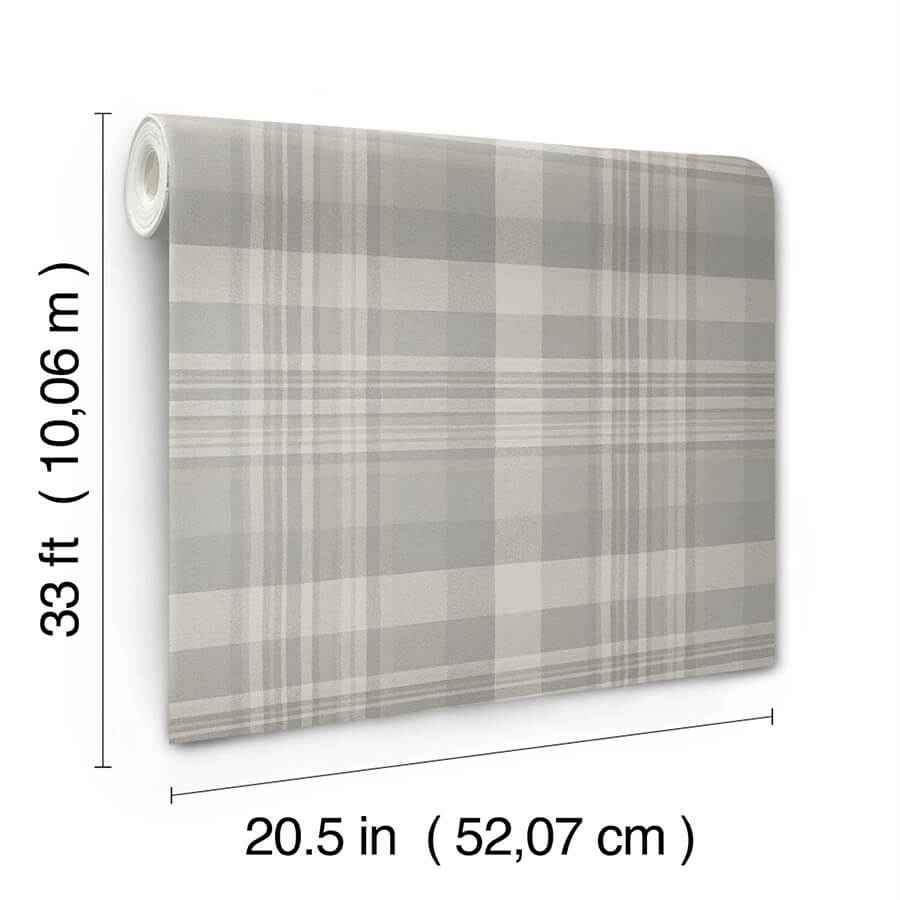 Dutton Plaid Grey Wallpaper - York Wallcoverings - 4142-72634 - York Wallcoverings Wallpaper