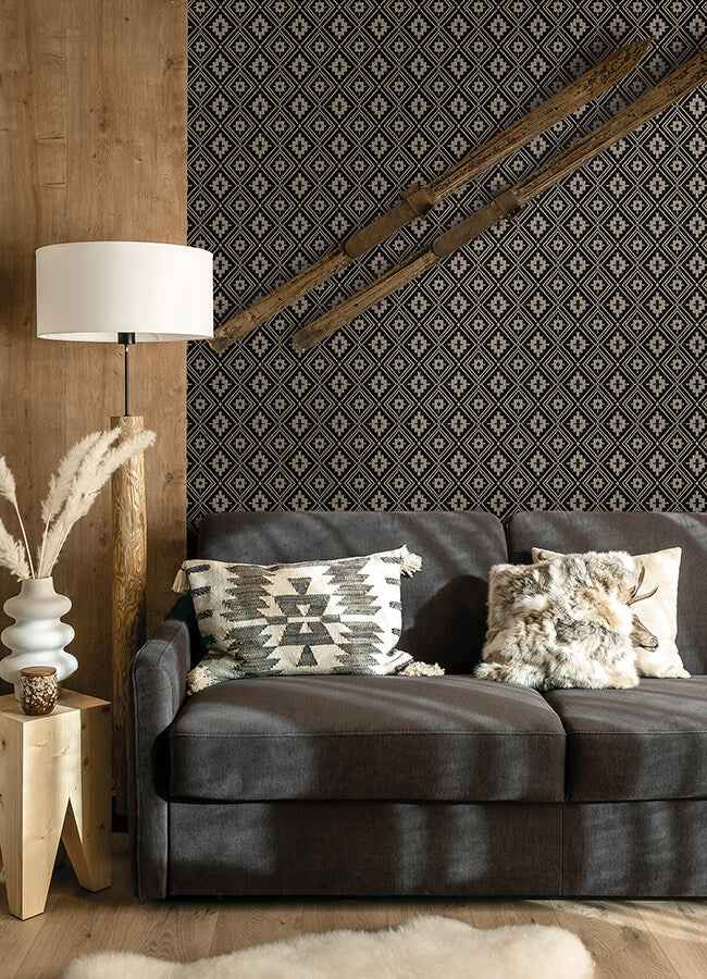 Camp Blanket Black Wallpaper - York Wallcoverings - 4142-72656 - York Wallcoverings Wallpaper