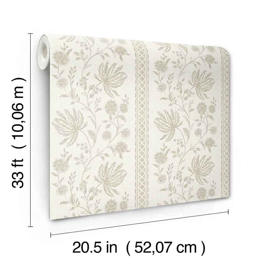 Edgemoor Taupe Jacobean Stripe Wallpaper - York Wallcoverings - AST6350 - York Wallcoverings Wallpaper