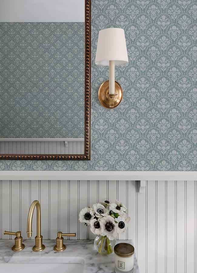 Frances Blue Fishscale Wallpaper - York Wallcoverings - AST6351 - York Wallcoverings Wallpaper