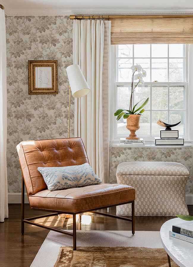 Oakcliff Taupe Leaf Trail Wallpaper - York Wallcoverings - AST6356