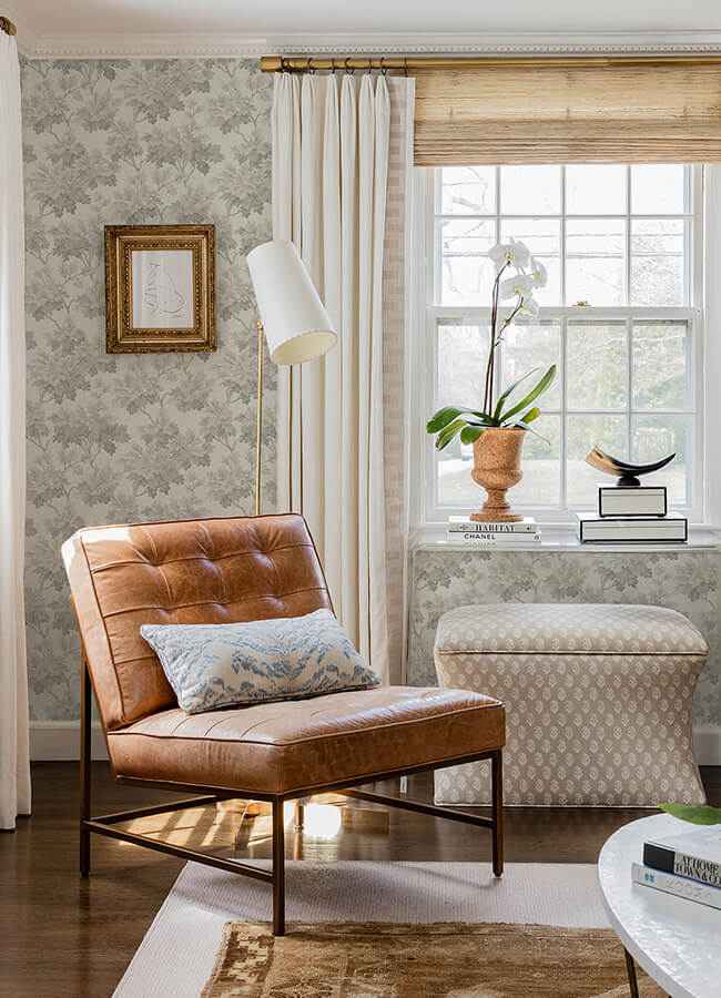 Oakcliff Stone Leaf Trail Wallpaper - York Wallcoverings - AST6357