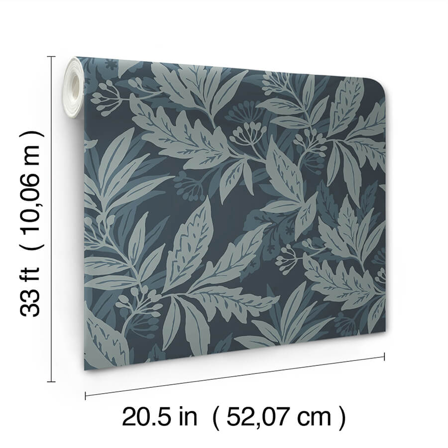 anita-teal-woodland-floral-wallpaper-york-wallcoverings-4155-27325 - York Wallcoverings Wallpaper