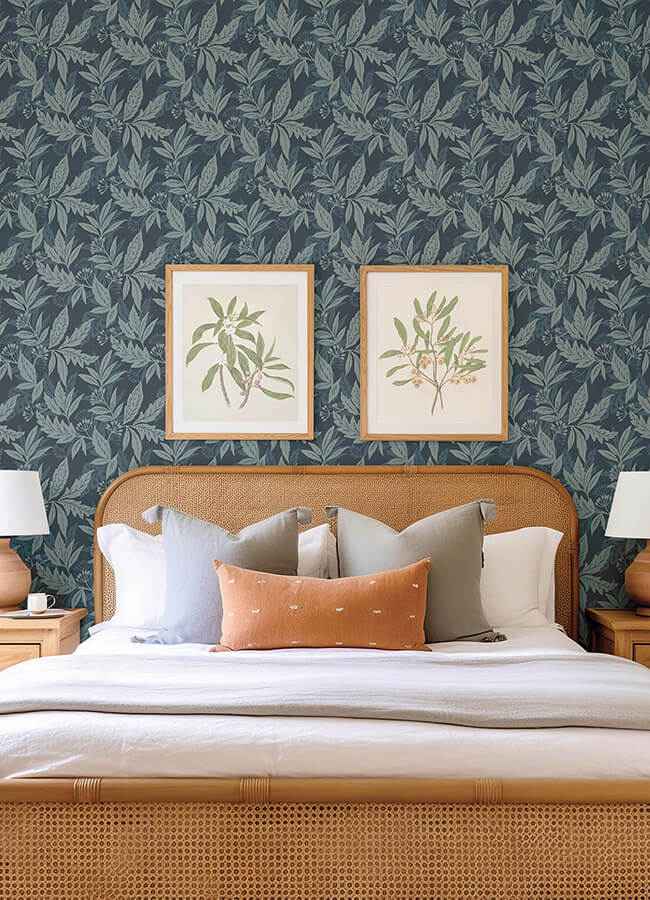 Anita Teal Woodland Floral Wallpaper - York Wallcoverings - 4155-27325