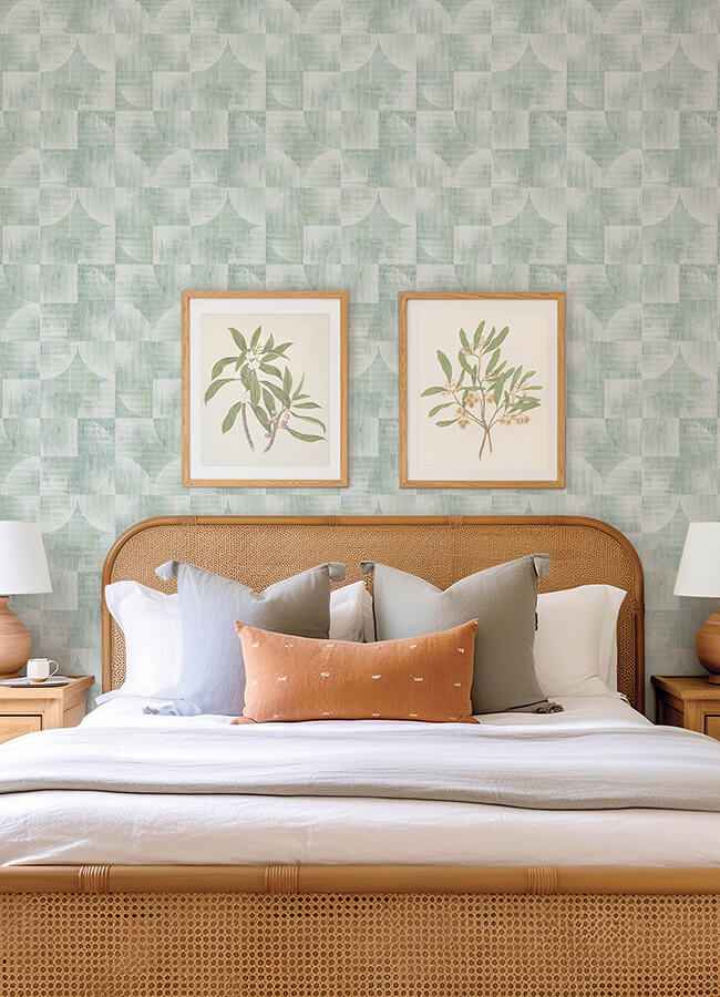 Woodbine Sage Abstract Geometric Wallpaper - York Wallcoverings - 4155-27340