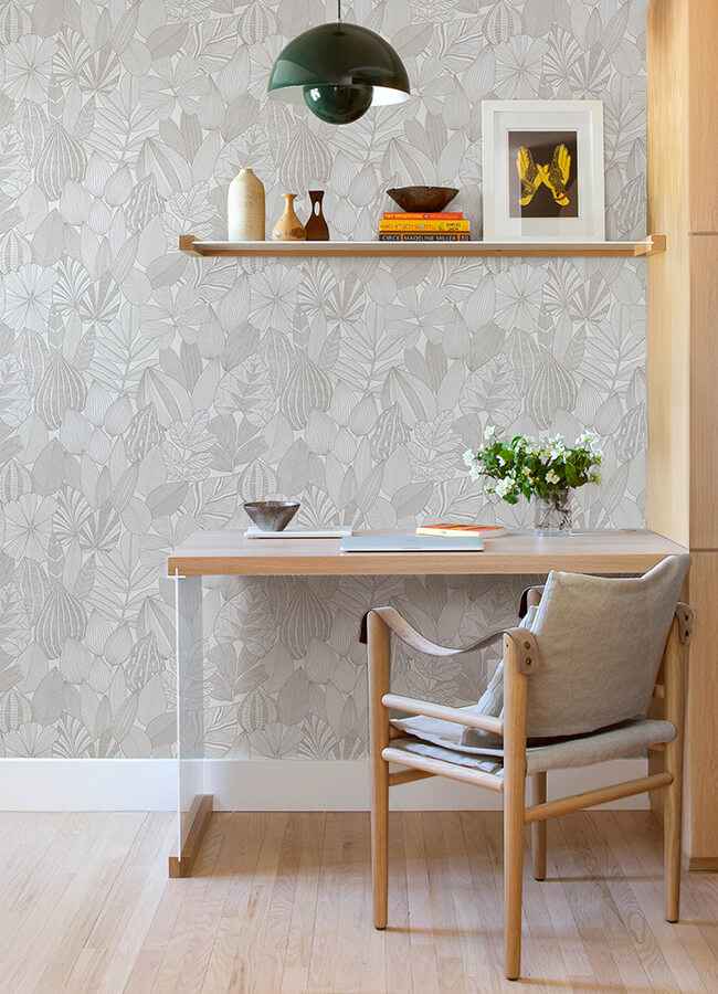 Mathias Grey Botanical Wallpaper - York Wallcoverings - 4155-72809 - York Wallcoverings Wallpaper