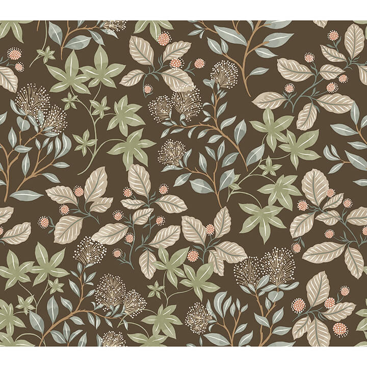 mildred-espresso-botanical-trail-wallpaper-york-wallcoverings-4155-72816 - York Wallcoverings Wallpaper