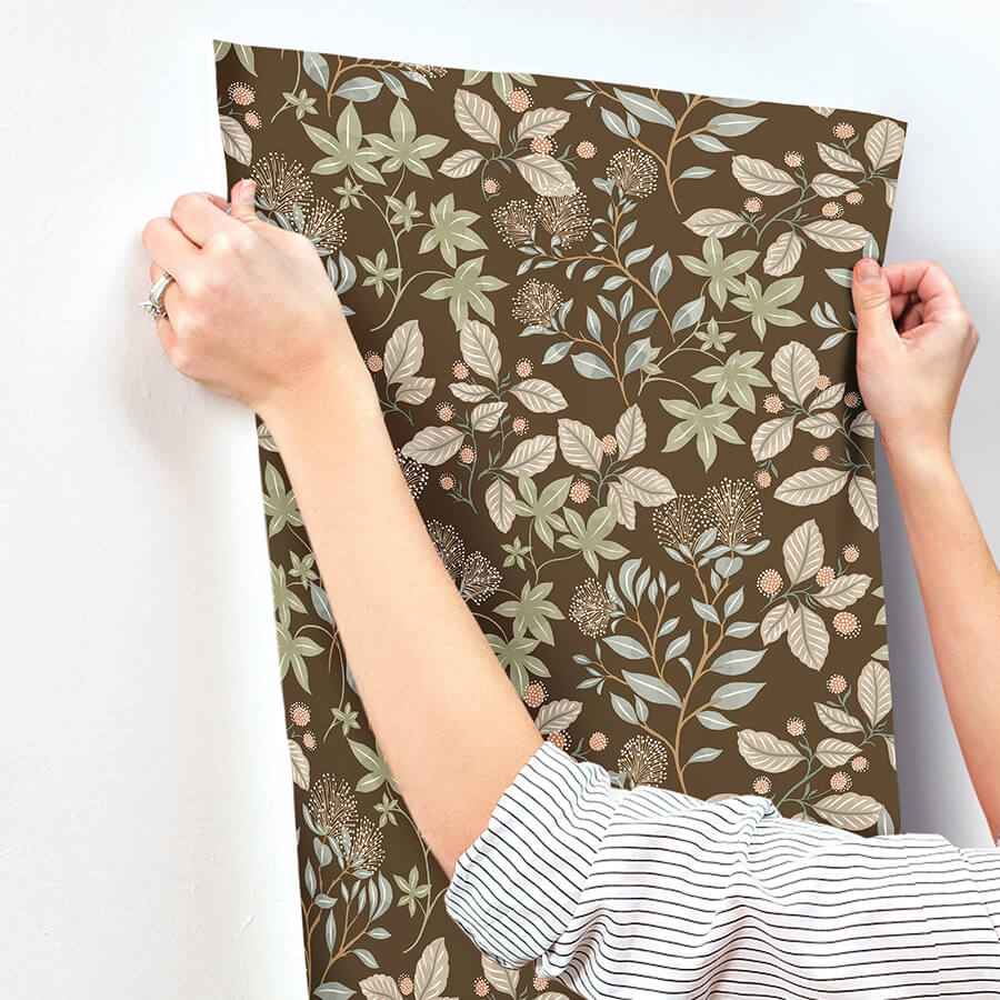 Mildred Espresso Botanical Trail Wallpaper - York Wallcoverings - 4155-72816 - York Wallcoverings Wallpaper