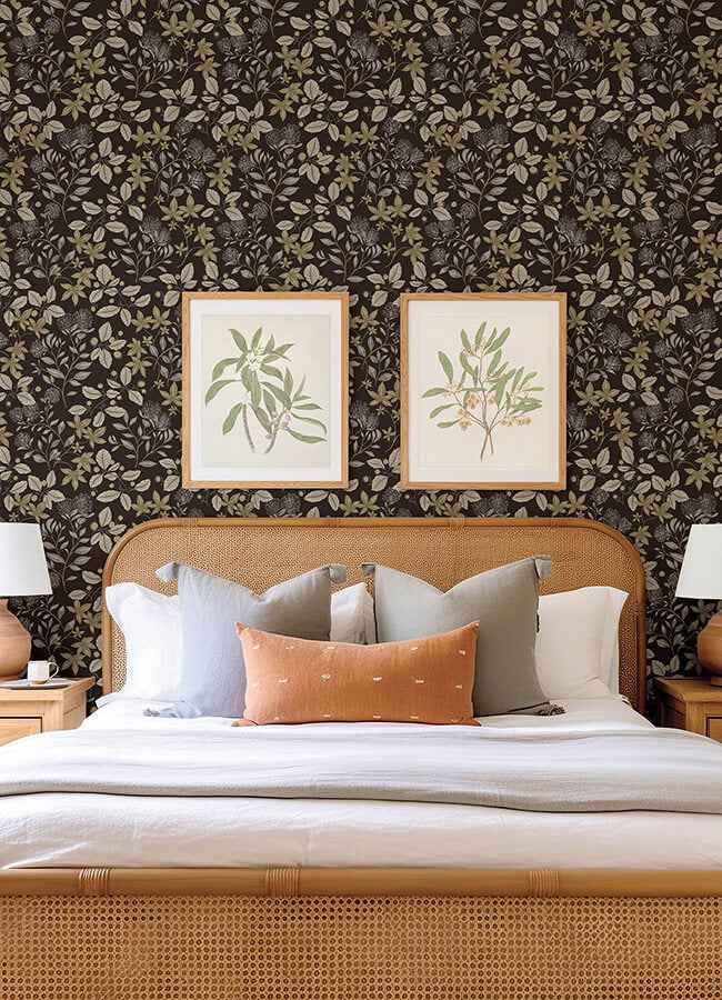 Mildred Black Botanical Trail Wallpaper - York Wallcoverings - 4155-72817 - York Wallcoverings Wallpaper