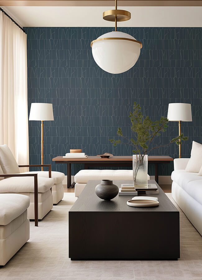 huntington-indigo-geometric-stripe-wallpaper-york-wallcoverings-4155-72821 - York Wallcoverings Wallpaper