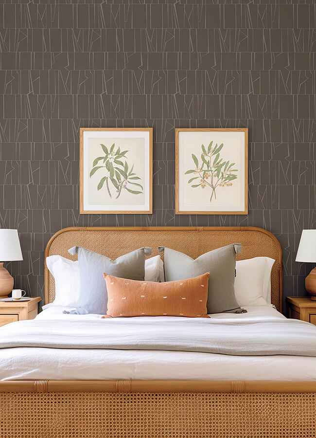 Huntington Chocolate Geometric Stripe Wallpaper - York Wallcoverings - 4155-72822 - York Wallcoverings Wallpaper