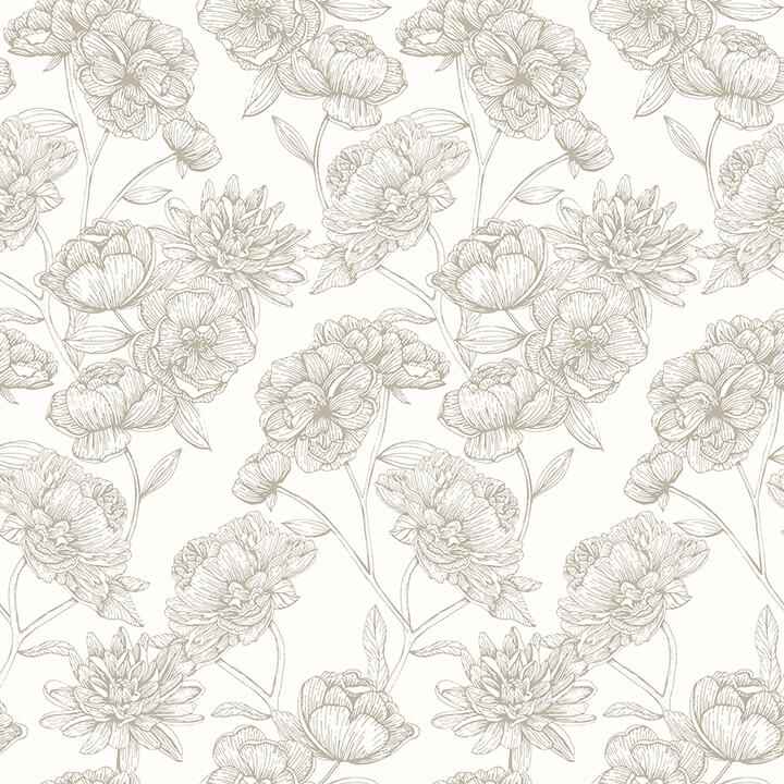 Gilded Floral Cream Peel and Stick Wallpaper - York Wallcoverings - NUS6366