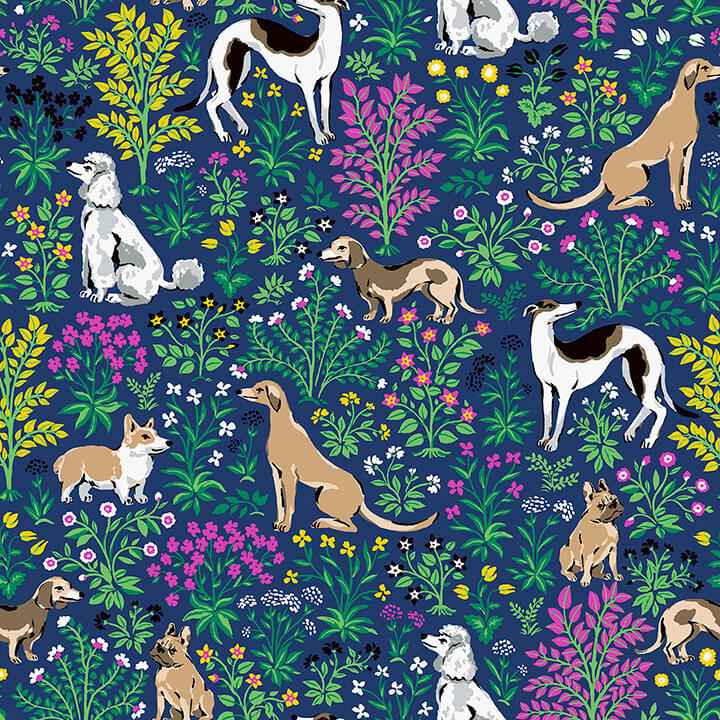 Must Love Dogs Indigo Peel and Stick Wallpaper - York Wallcoverings - PFS6378