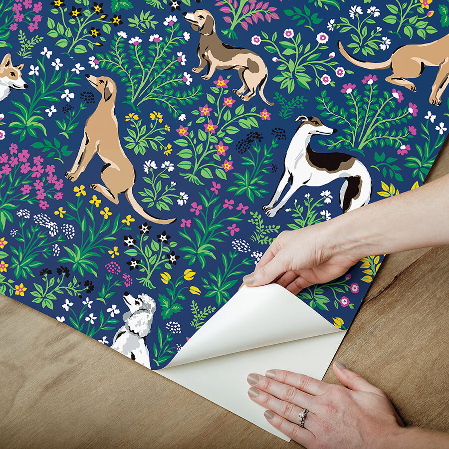 must-love-dogs-indigo-peel-and-stick-wallpaper-york-wallcoverings-pfs6378 - York Wallcoverings Wallpaper