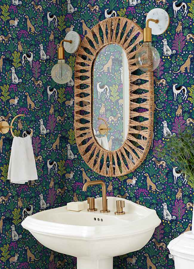 Must Love Dogs Indigo Peel and Stick Wallpaper - York Wallcoverings - PFS6378 - York Wallcoverings Wallpaper