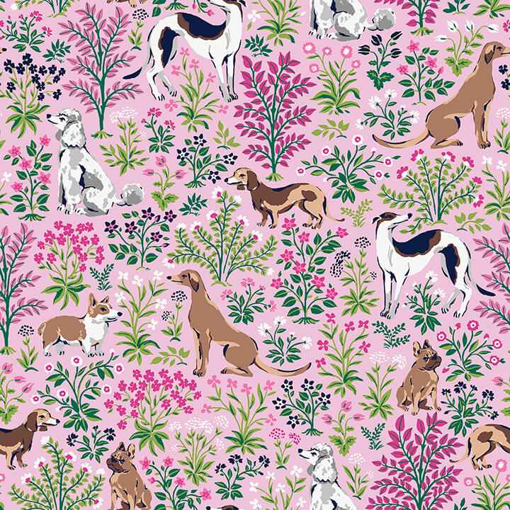 Must Love Dogs Pink Peel and Stick Wallpaper - York Wallcoverings - PFS6379 - York Wallcoverings Wallpaper