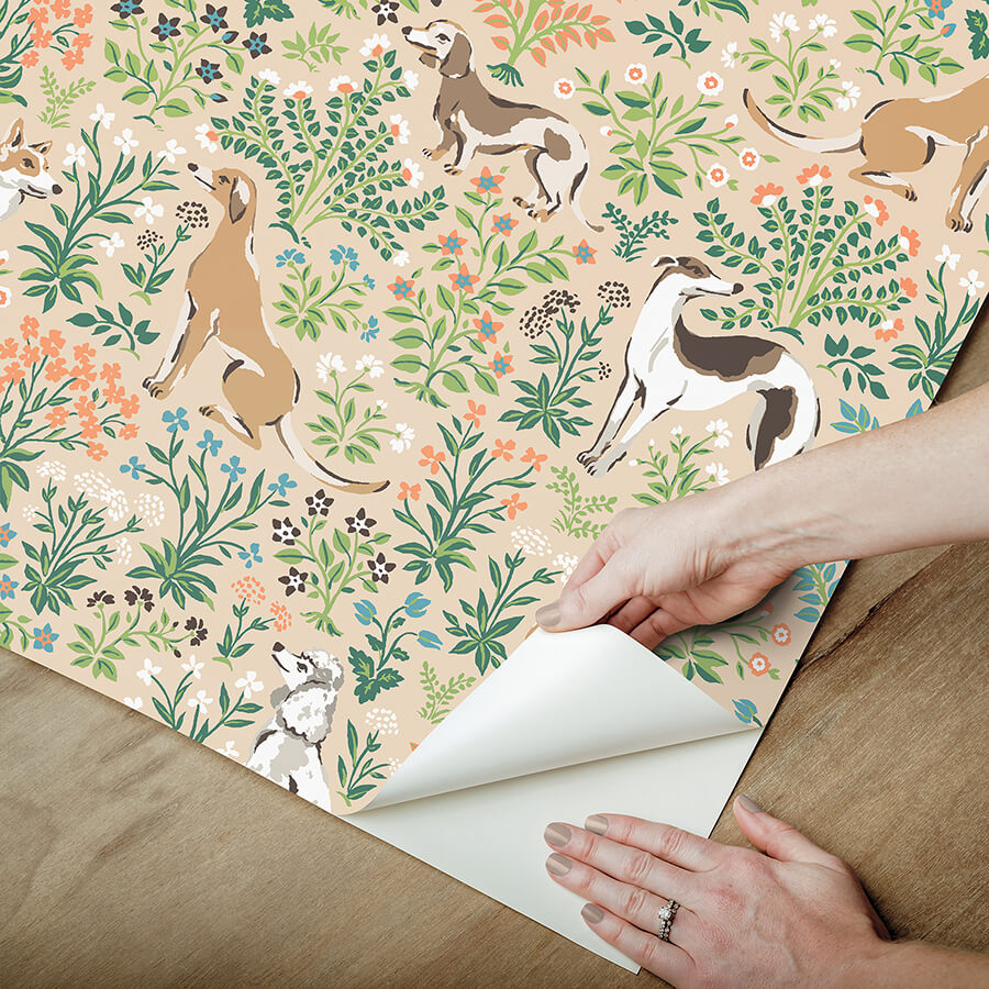 must-love-dogs-tan-peel-and-stick-wallpaper-york-wallcoverings-pfs6380 - York Wallcoverings Wallpaper