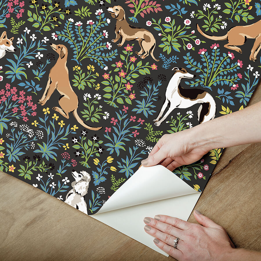 must-love-dogs-charcoal-peel-and-stick-wallpaper-york-wallcoverings-pfs6381 - York Wallcoverings Wallpaper