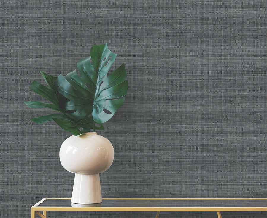 Winn Black Faux Grasscloth Wallpaper - York Wallcoverings - 4174-4611 - York Wallcoverings Wallpaper