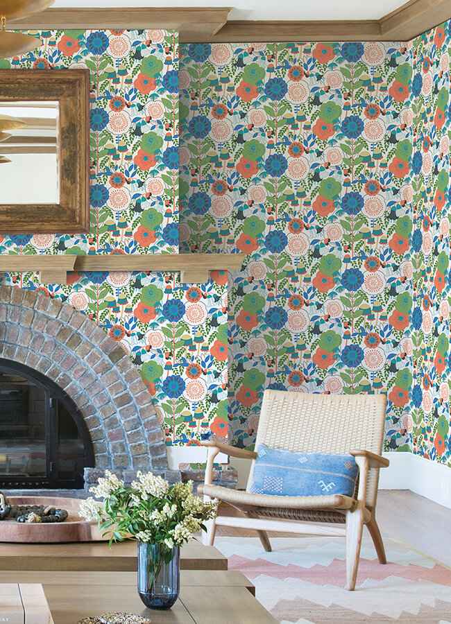 Dream Garden Off White Peel and Stick Wallpaper - York Wallcoverings - MCS6396 - York Wallcoverings Wallpaper