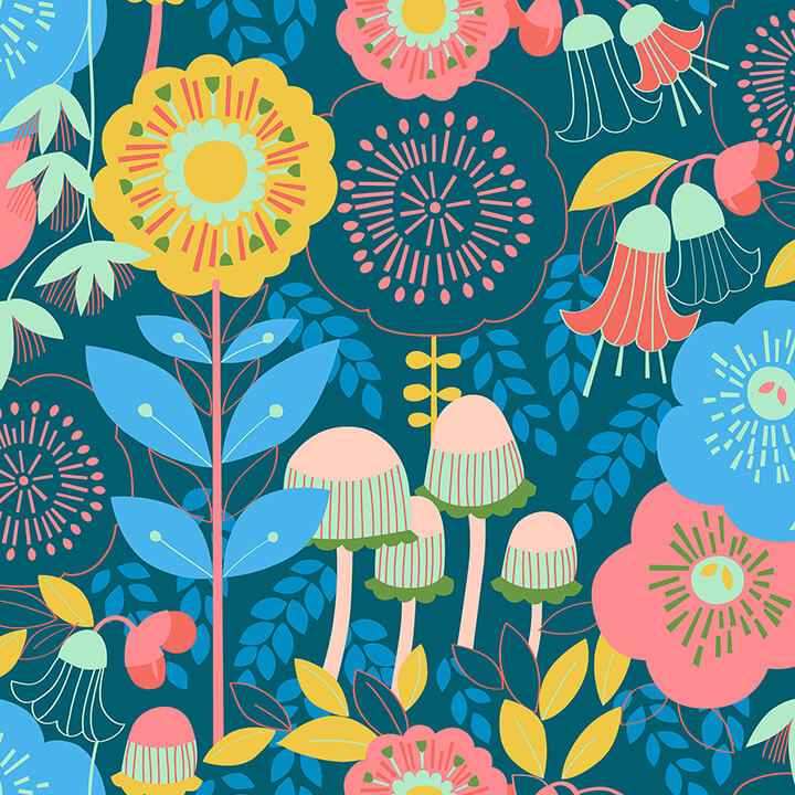 Dream Garden Teal Peel and Stick Wallpaper - York Wallcoverings - MCS6397