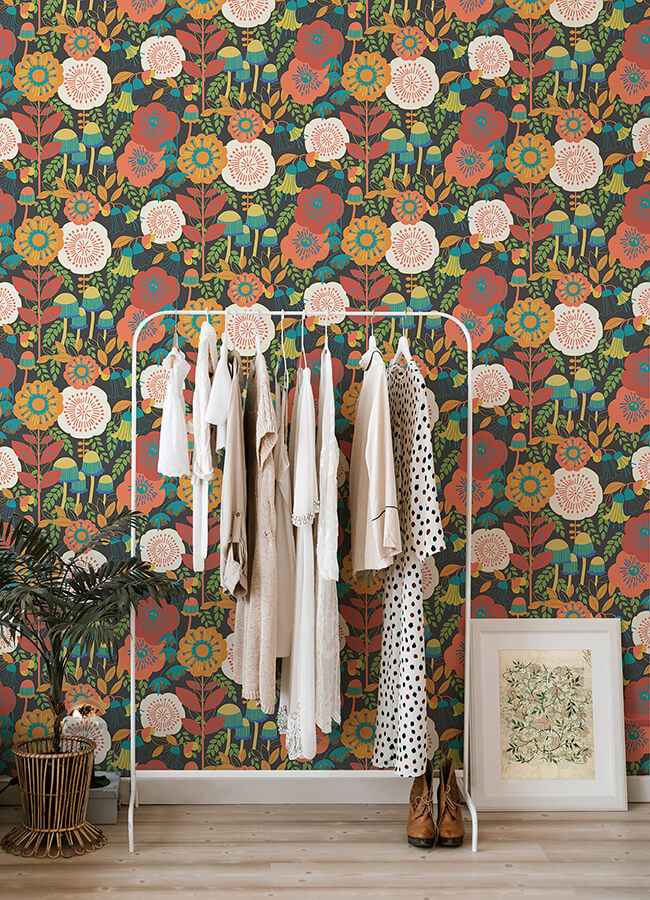 Dream Garden Dark Brown Peel and Stick Wallpaper - York Wallcoverings - MCS6398 - York Wallcoverings Wallpaper