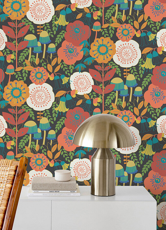 dream-garden-dark-brown-peel-and-stick-wallpaper-york-wallcoverings-mcs6398 - York Wallcoverings Wallpaper