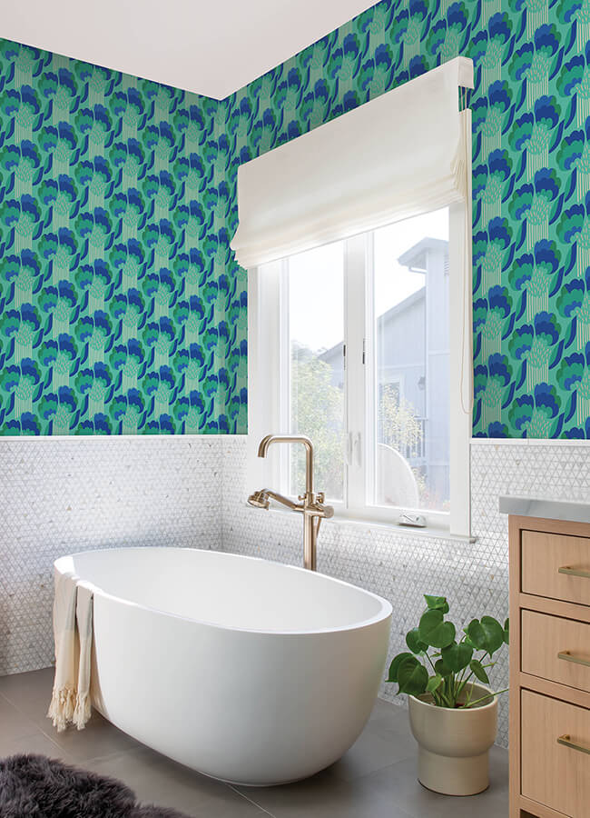 retro-esme-aqua-peel-and-stick-wallpaper-york-wallcoverings-mcs6399 - York Wallcoverings Wallpaper