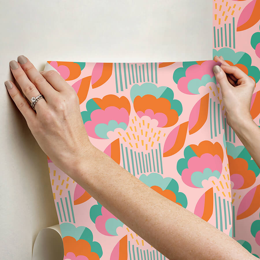 retro-esme-pink-peel-and-stick-wallpaper-york-wallcoverings-mcs6401 - York Wallcoverings Wallpaper