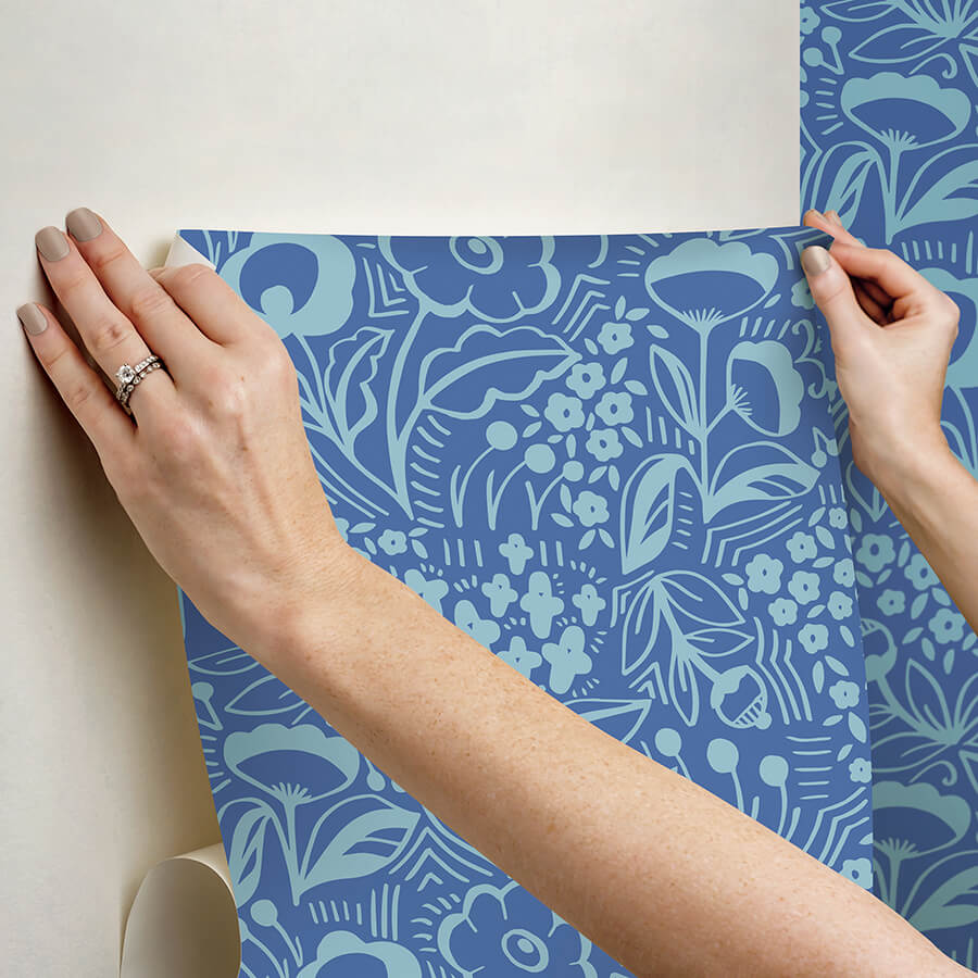 jeani-blue-peel-and-stick-wallpaper-york-wallcoverings-mcs6402 - York Wallcoverings Wallpaper