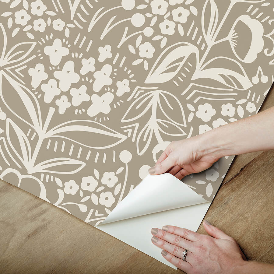 jeani-light-brown-peel-and-stick-wallpaper-york-wallcoverings-mcs6403 - York Wallcoverings Wallpaper