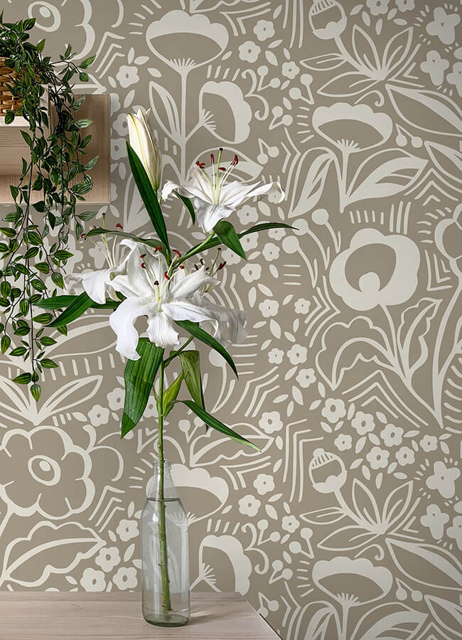 jeani-light-brown-peel-and-stick-wallpaper-york-wallcoverings-mcs6403 - York Wallcoverings Wallpaper
