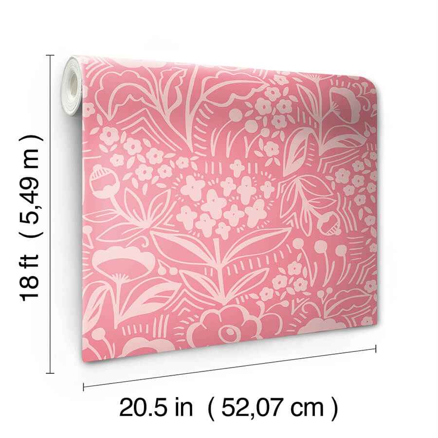 Jeani Pink Peel & Stick Wallpaper - York Wallcoverings - MCS6404 - York Wallcoverings Wallpaper