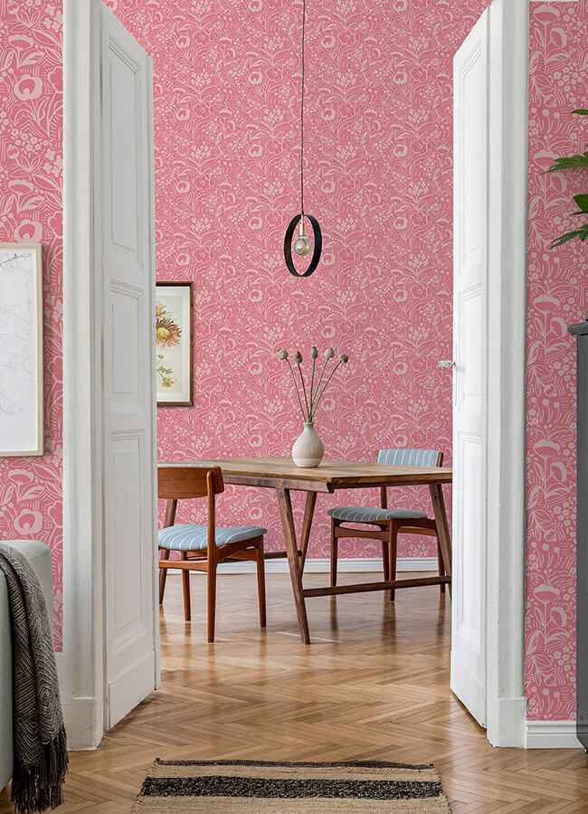Jeani Pink Peel & Stick Wallpaper - York Wallcoverings - MCS6404 - York Wallcoverings Wallpaper