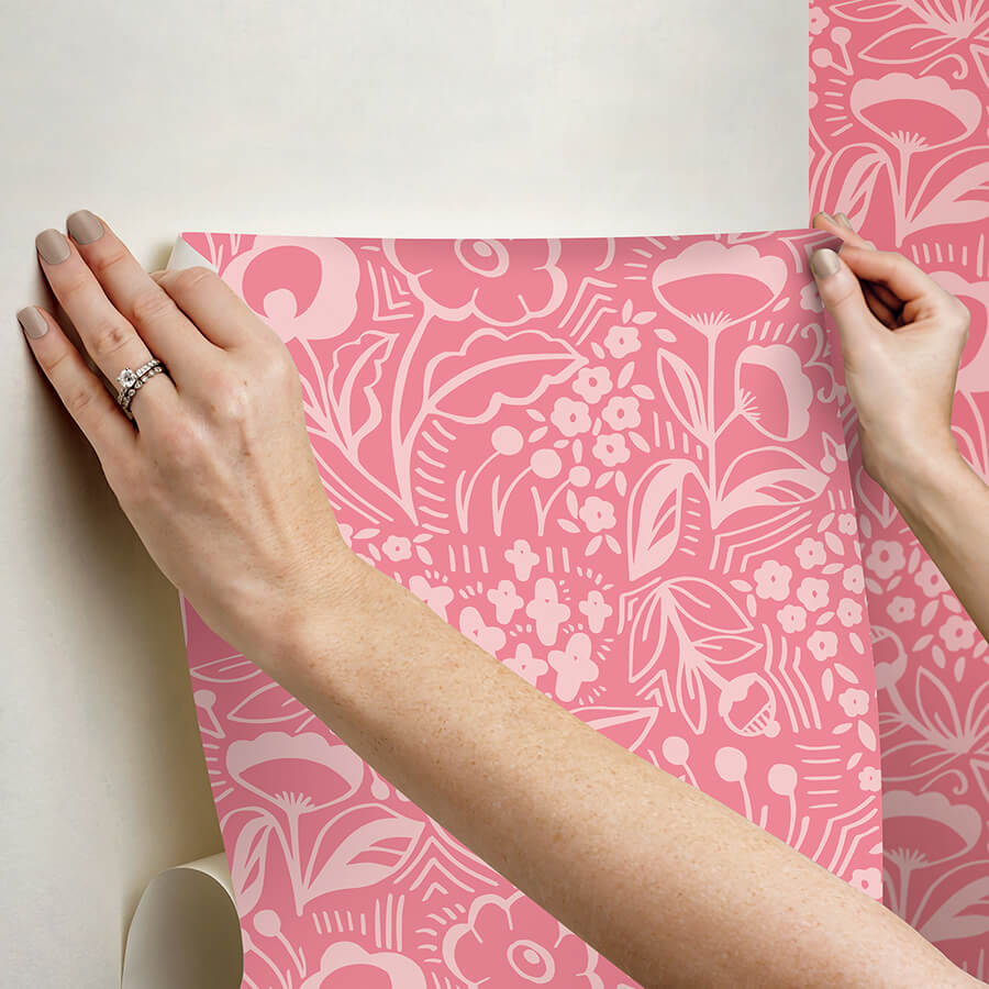jeani-pink-peel-and-stick-wallpaper-york-wallcoverings-mcs6404 - York Wallcoverings Wallpaper