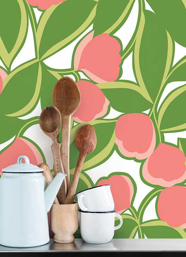 talia-green-peel-and-stick-wallpaper-york-wallcoverings-mcs6405 - York Wallcoverings Wallpaper