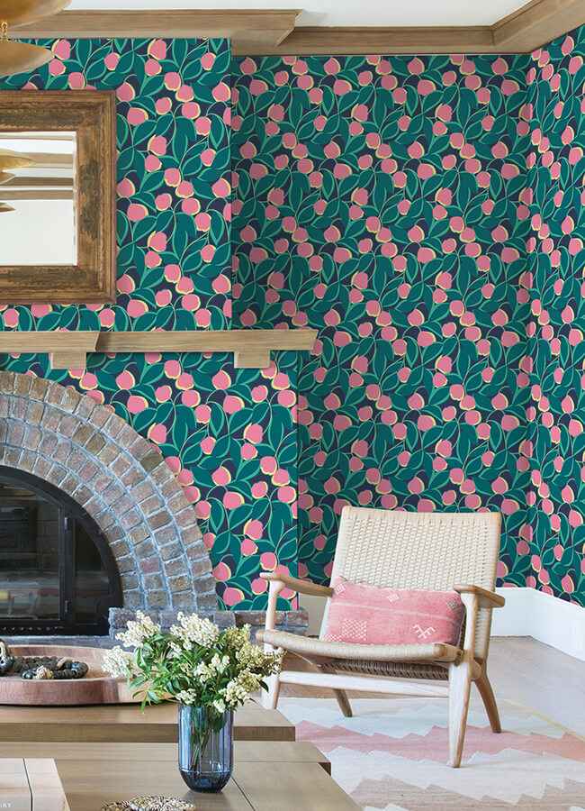 Talia Navy Peel & Stick Wallpaper - York Wallcoverings - MCS6407 - York Wallcoverings Wallpaper