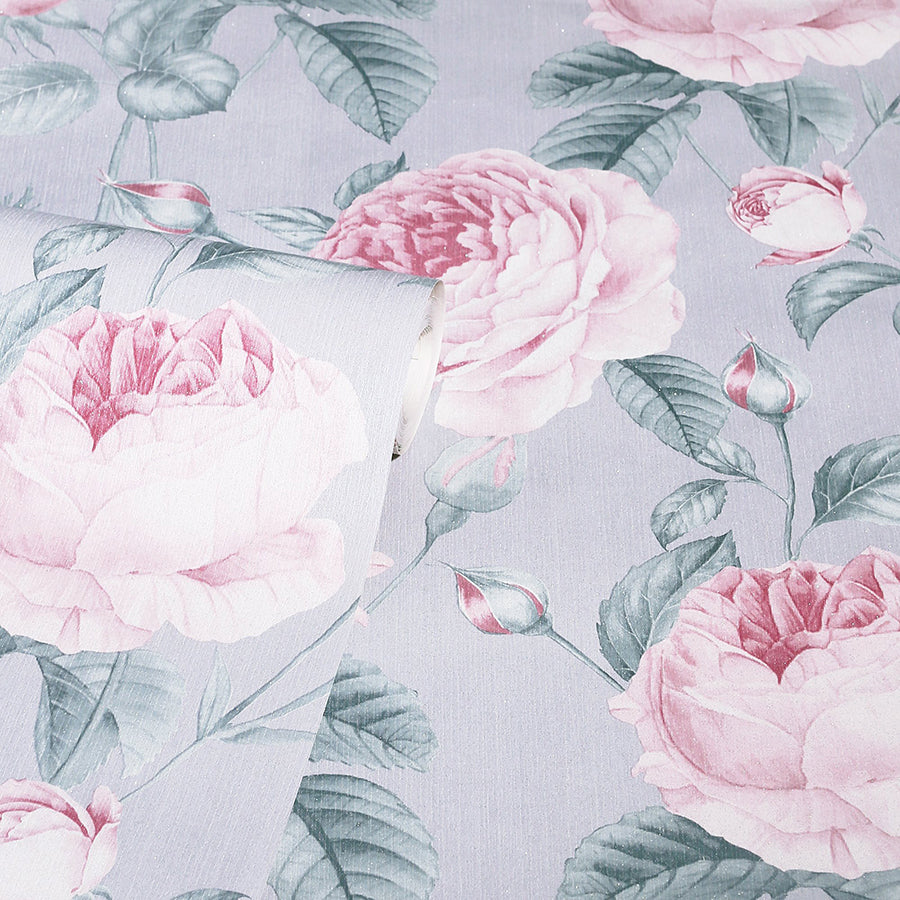 rosaline-light-grey-floral-wallpaper-york-wallcoverings-ah251907 - York Wallcoverings Wallpaper
