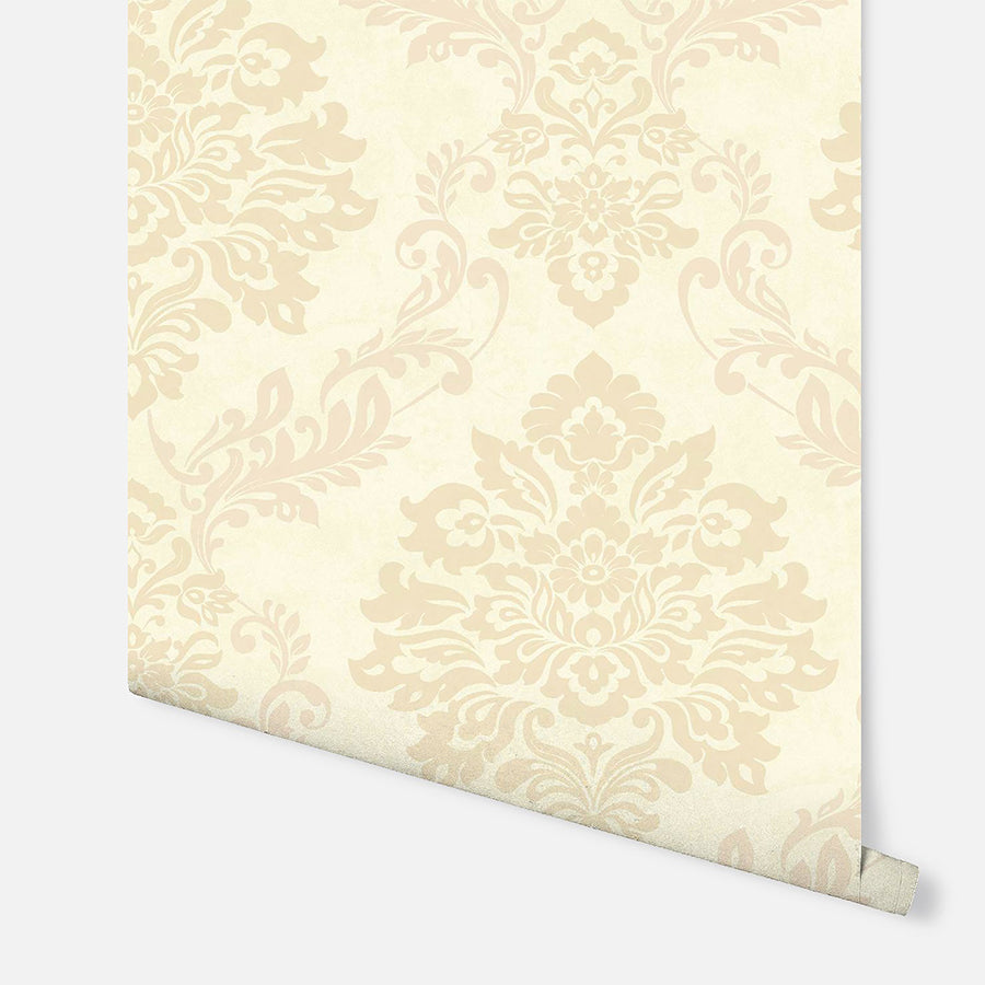harriet-khaki-damask-wallpaper-york-wallcoverings-ah290403 - York Wallcoverings Wallpaper