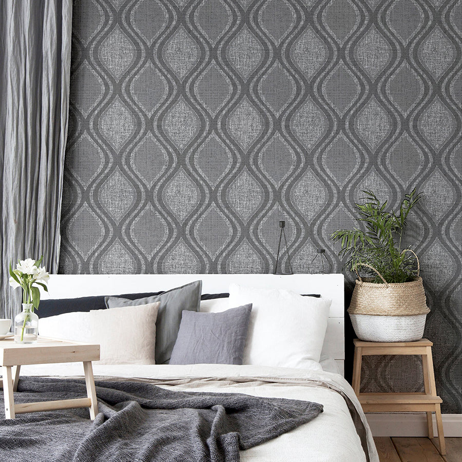ignatius-charcoal-ogee-wallpaper-york-wallcoverings-ah295100 - York Wallcoverings Wallpaper