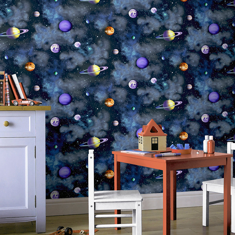 albert-blue-cosmos-wallpaper-york-wallcoverings-ah296000 - York Wallcoverings Wallpaper