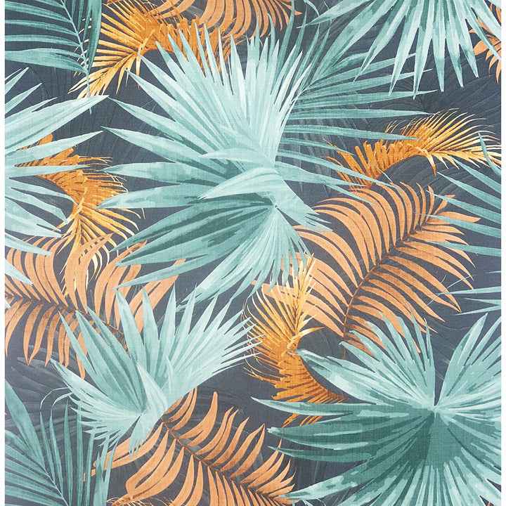 Esau Teal Jungle Palms Wallpaper - York Wallcoverings - AH296005 - York Wallcoverings Wallpaper