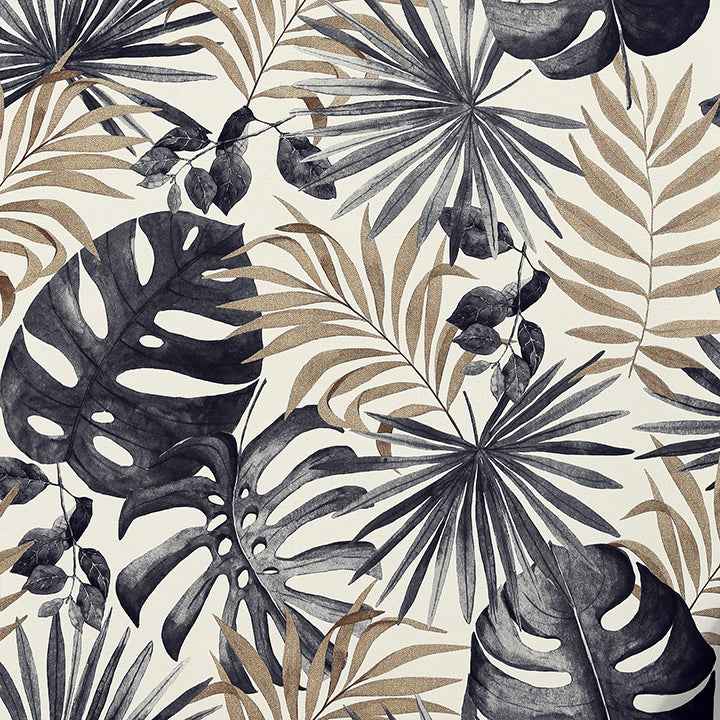 Eustis Black Jungle Wall Wallpaper - York Wallcoverings - AH297105 - York Wallcoverings Wallpaper