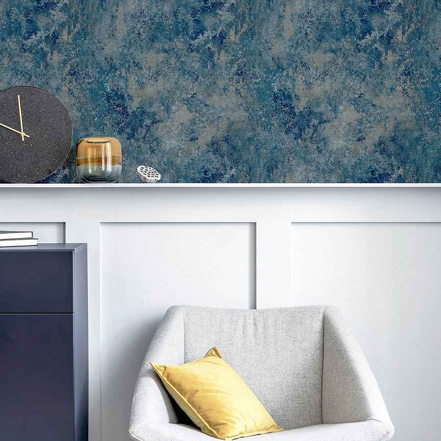 Gideon Dark Blue Distressed Wallpaper - York Wallcoverings - AH298602 - York Wallcoverings Wallpaper